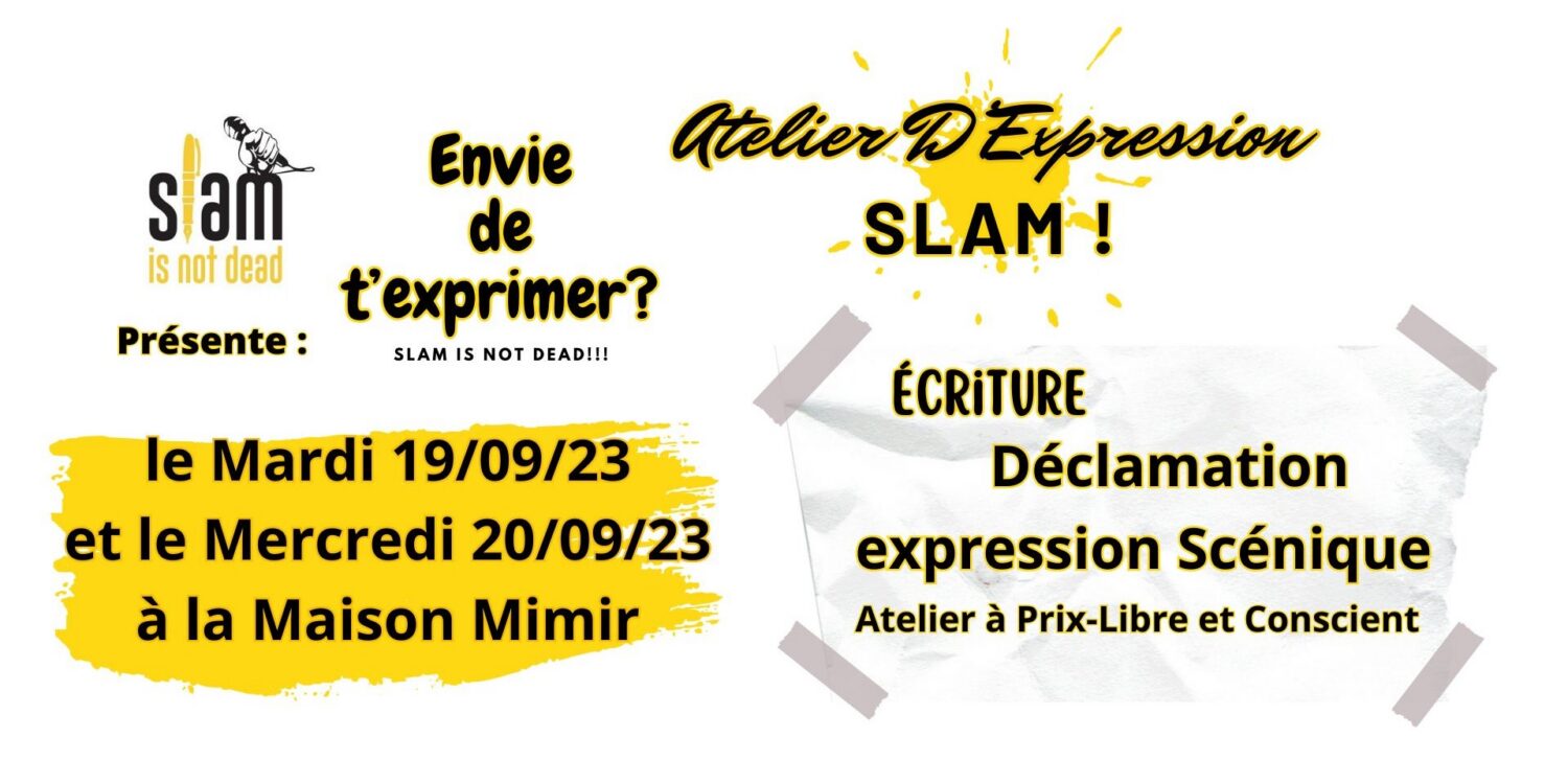 19 & 20 SEPTEMBRE 2023 : Atelier D&rsquo;expression Slam : Image à la une