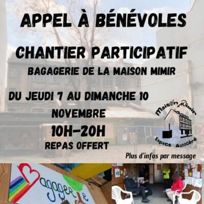 JEUDI 7 au DIMANCHE 10 NOVEMBRE 2024 : C&rsquo;EST PARTI, le Chantier Participatif : image à la une