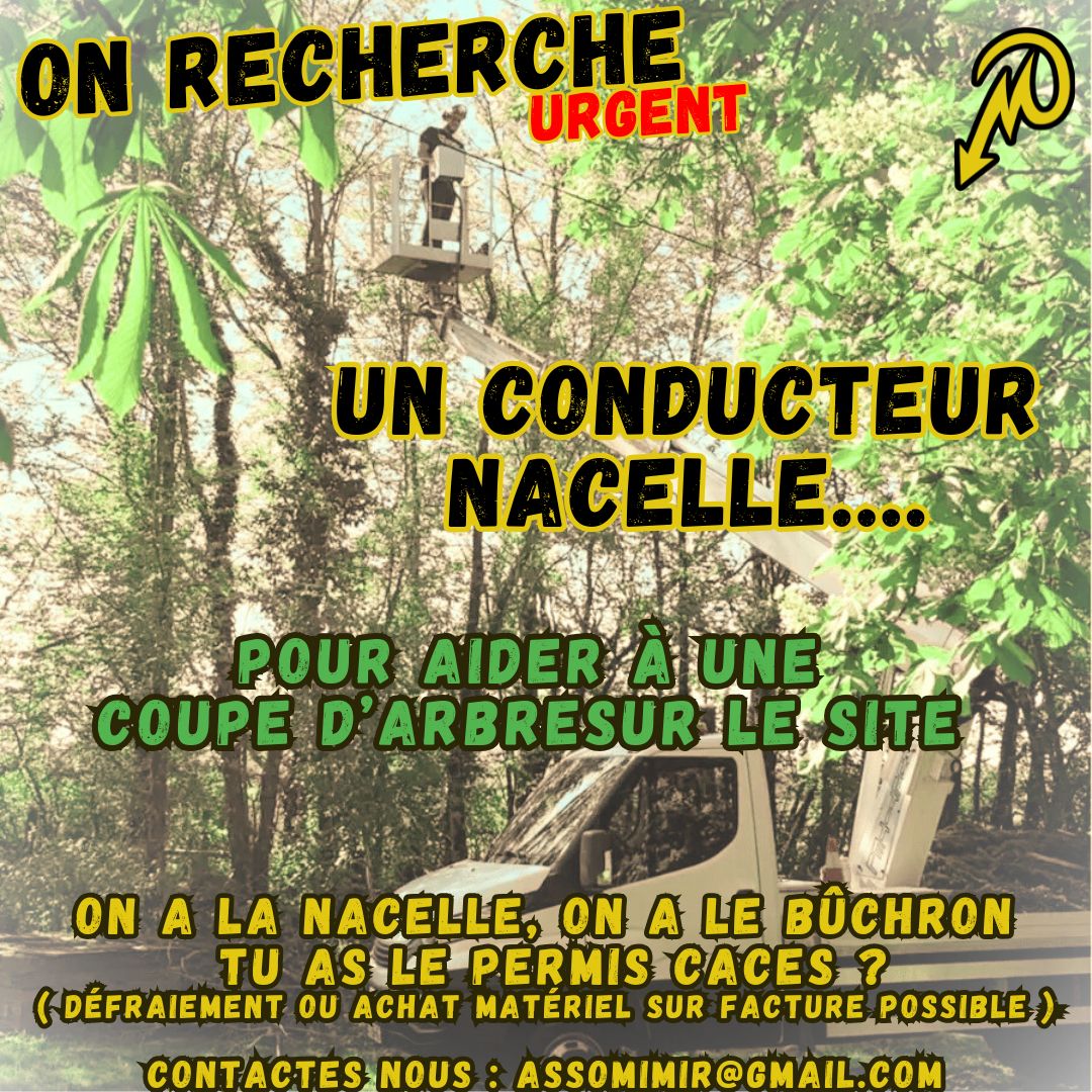 ON RECHERCHE UN CONDUCTEUR NACELLE pour aider à la coupe d&rsquo;arbre sur le site : Image à la une